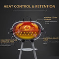 BBQ Kettle Charcoal Grill Outdoor Portable Grill Backyard Cooking Stainless Steel for Standing & Grilling Steaks, Burgers, Backyard Pitmaster & Tailgating (18" Black)