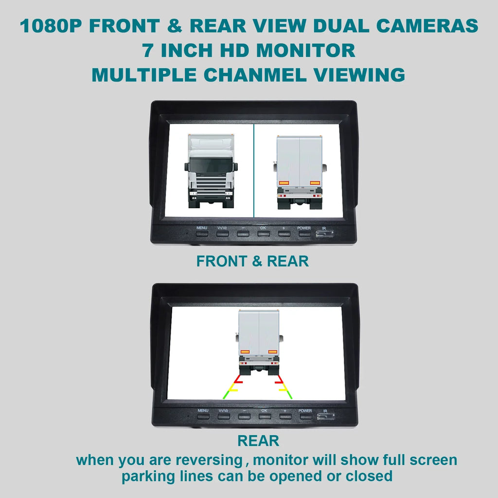 7" Monitor DVR Driving Video Recorder with BSD for RV Truck Bus+2 Backup Camera