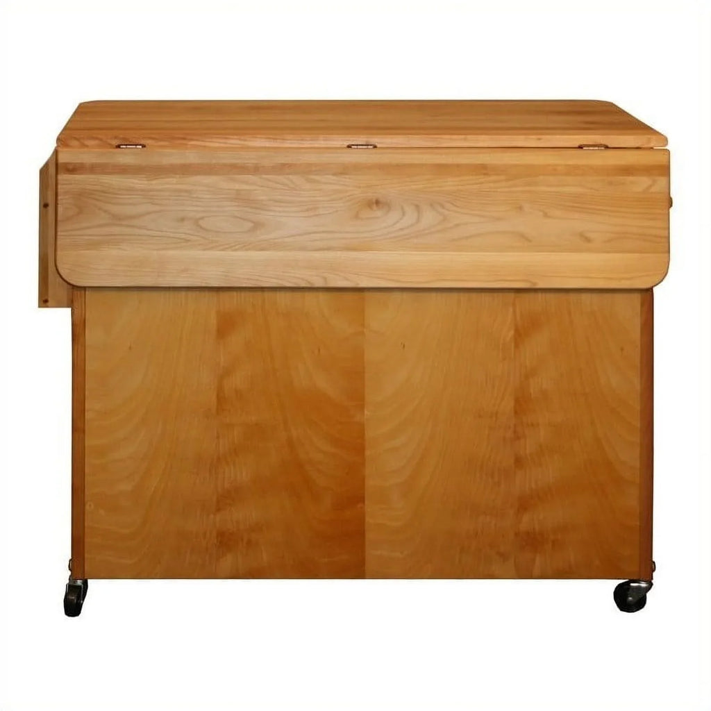 Pemberly Row 44" Wood Butcher Block Drop Leaf Kitchen Island in Brown