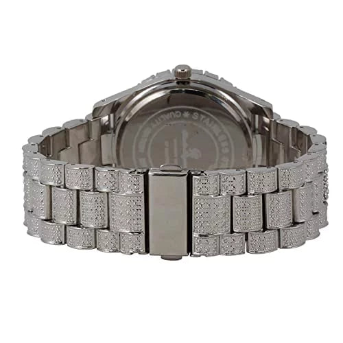 Charles Raymond Iced Out Mens Color on Blast Watch Single or Combo Sets with Blinged Out Bracelets Set. Iced Out Colourful Rainbow Flame Collection (ST10327CO-C SLV)