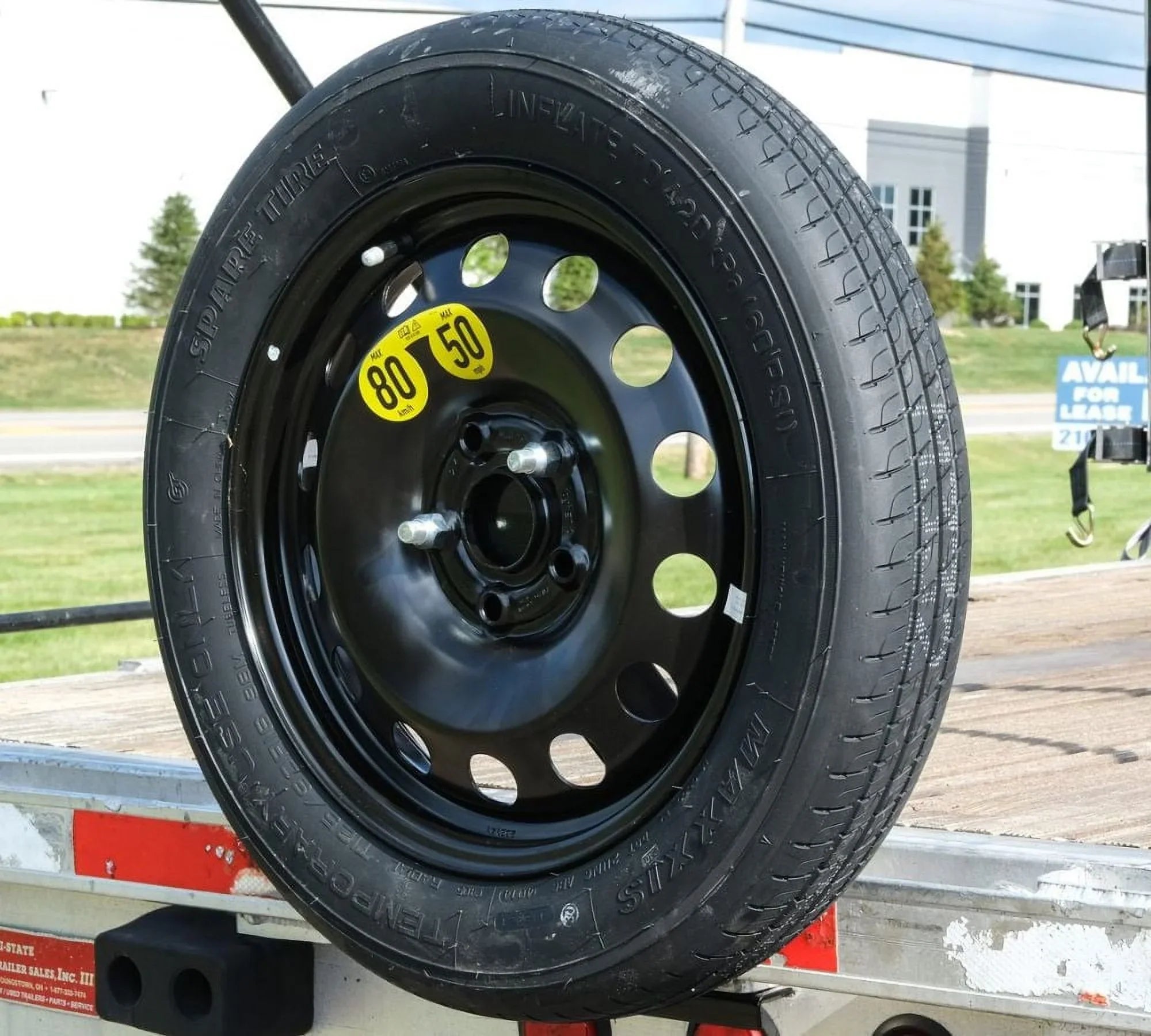 Stake Pocket Spare Tire Carrier for Utility Trailer w/ D-Ring - Trailer Spare Tire Mount Holder - Fits 4, 5, 6 & 8 Lugs Wheels on 4", 4.25", 4.75", 5", 5.5" & 6.5" Bolt Patterns