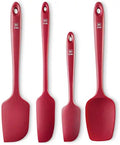 Di Oro Seamless Series 4-Piece Silicone Spatula Set - 600Â°F Heat-Resistant Pro-Grade Rubber Spatulas - Spoonula, Large Spatula, Small/Mini Spatula, and Jar Spatula - Kitchen Utensil Set (Red)