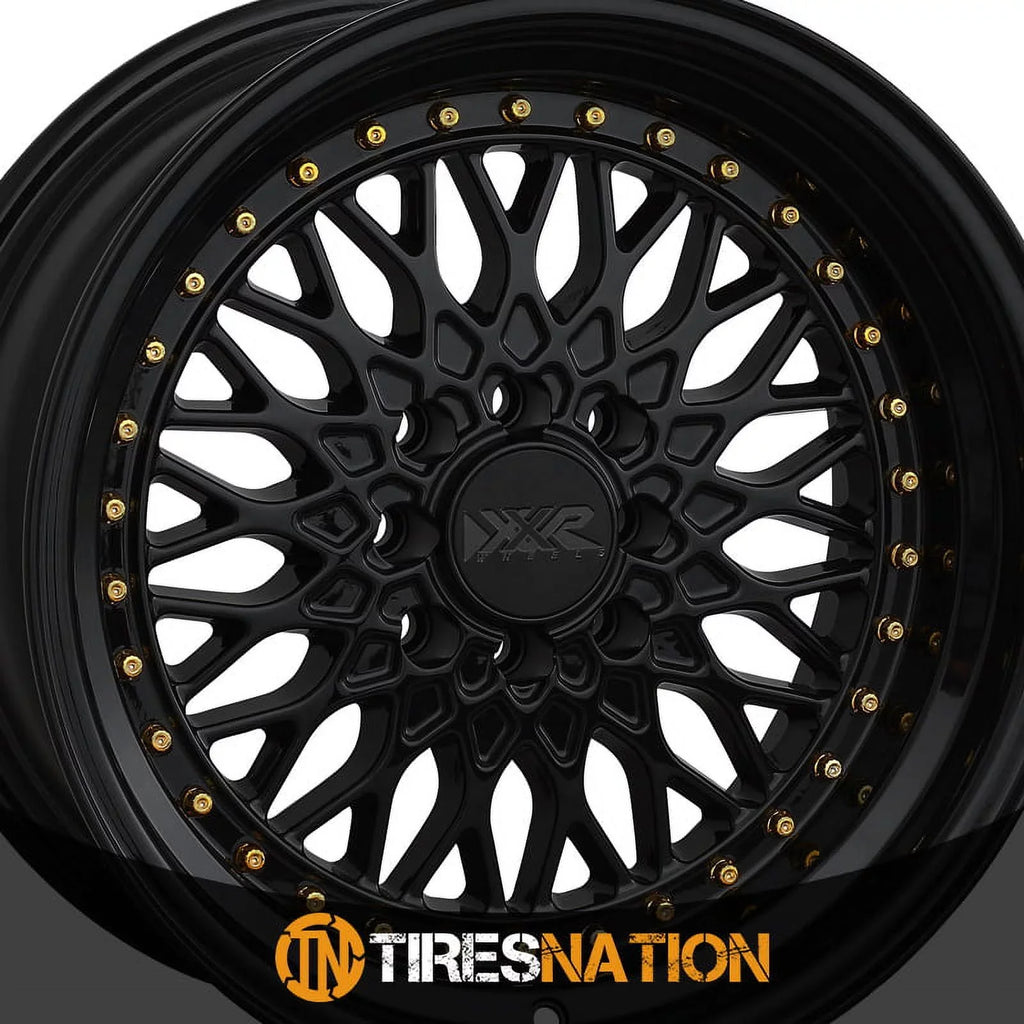XXR 536 15x8 4x100/4x114.3 20et Black / Gold Rivets Wheel