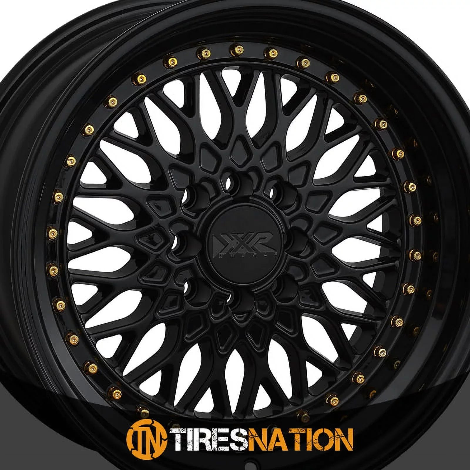 XXR 536 15x8 4x100/4x114.3 20et Black / Gold Rivets Wheel