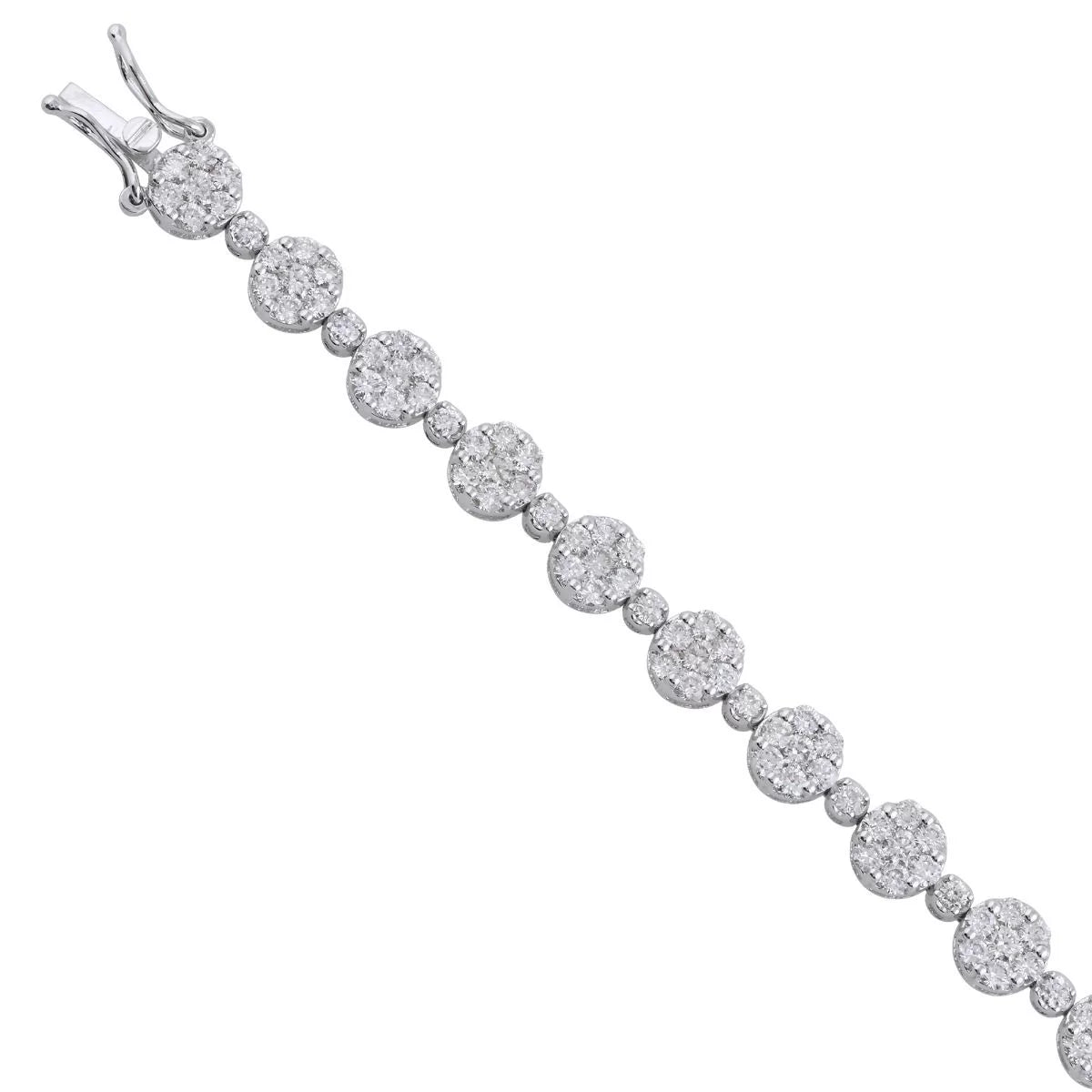 5.4 TCW Solid 18 Kt White Gold SI Clarity HI Color Diamond Designer Bracelet