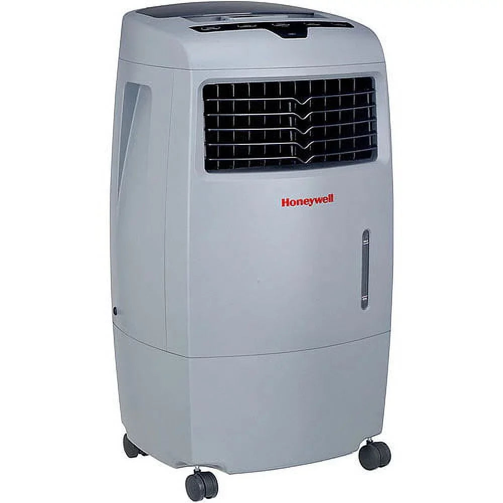 Honeywell 500-694CFM Indoor Outdoor Portable Evaporative Cooler with Fan & Humidifier, Ice Compartment & Remote Control, CO25AE, Gray