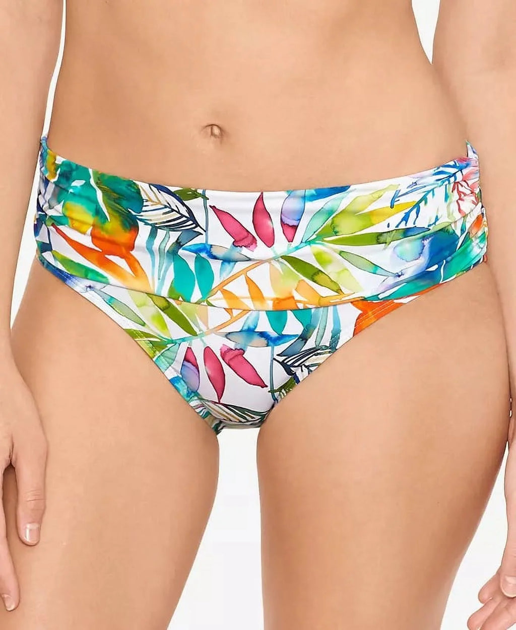 Ralph Lauren Women's Tropical Caribbean Wide Banded Shirred Hipster Bottoms Blue Size 4