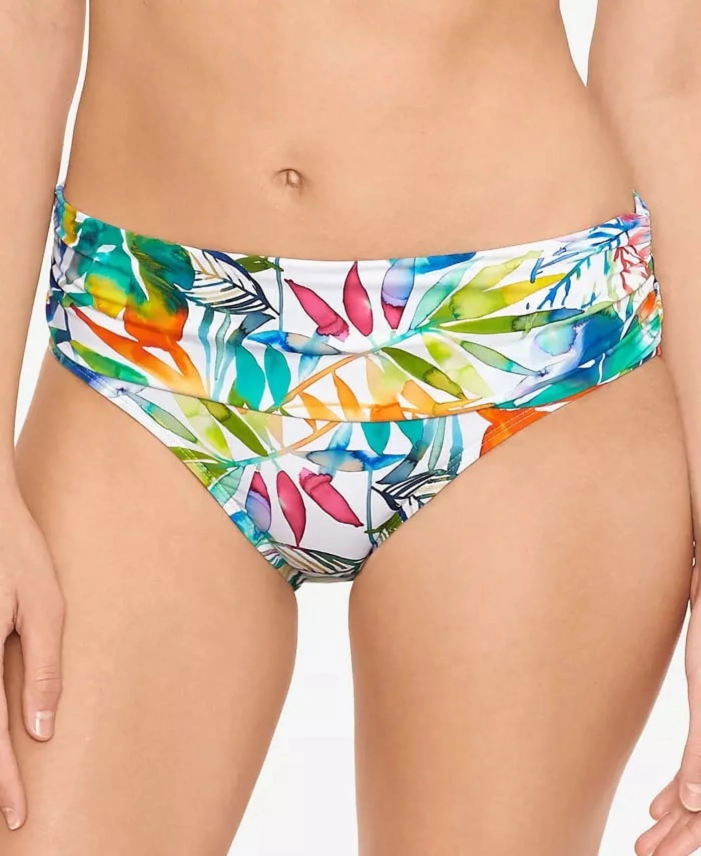 Ralph Lauren Women's Tropical Caribbean Wide Banded Shirred Hipster Bottoms Blue Size 4