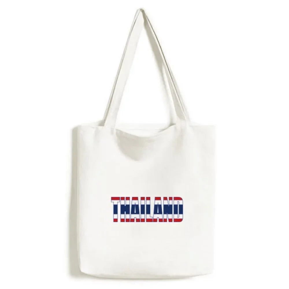 Thailand Country Flag Name Tote Canvas Bag Shopping Satchel Casual Handbag