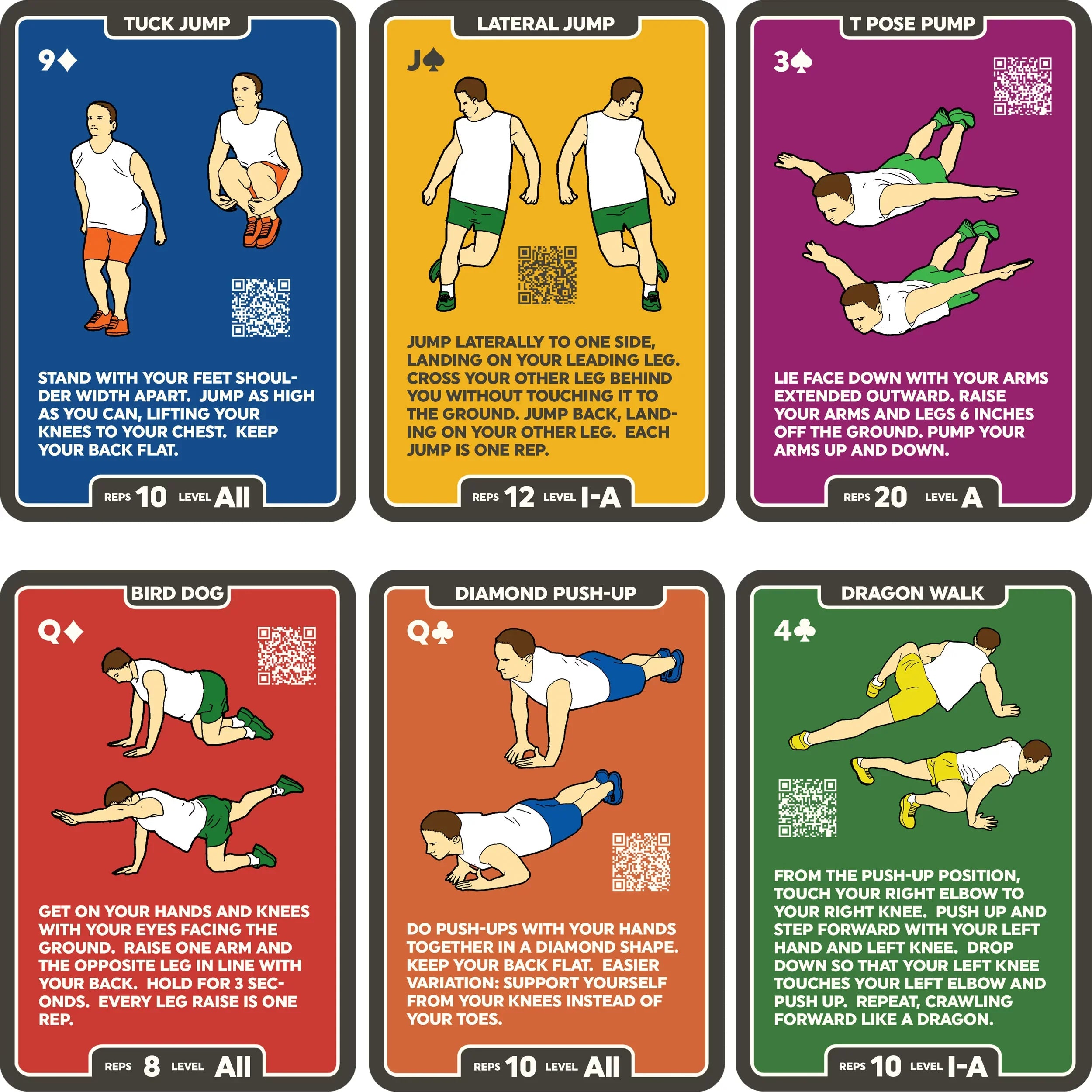 Stack 52 Bodyweight Exercise Cards: Workout Playing Card Game. Designed by a Military Fitness Expert. Video Instructions Included. No Equipment Needed. Burn Fat Build Muscle. (Bodyweight Mega Pack)
