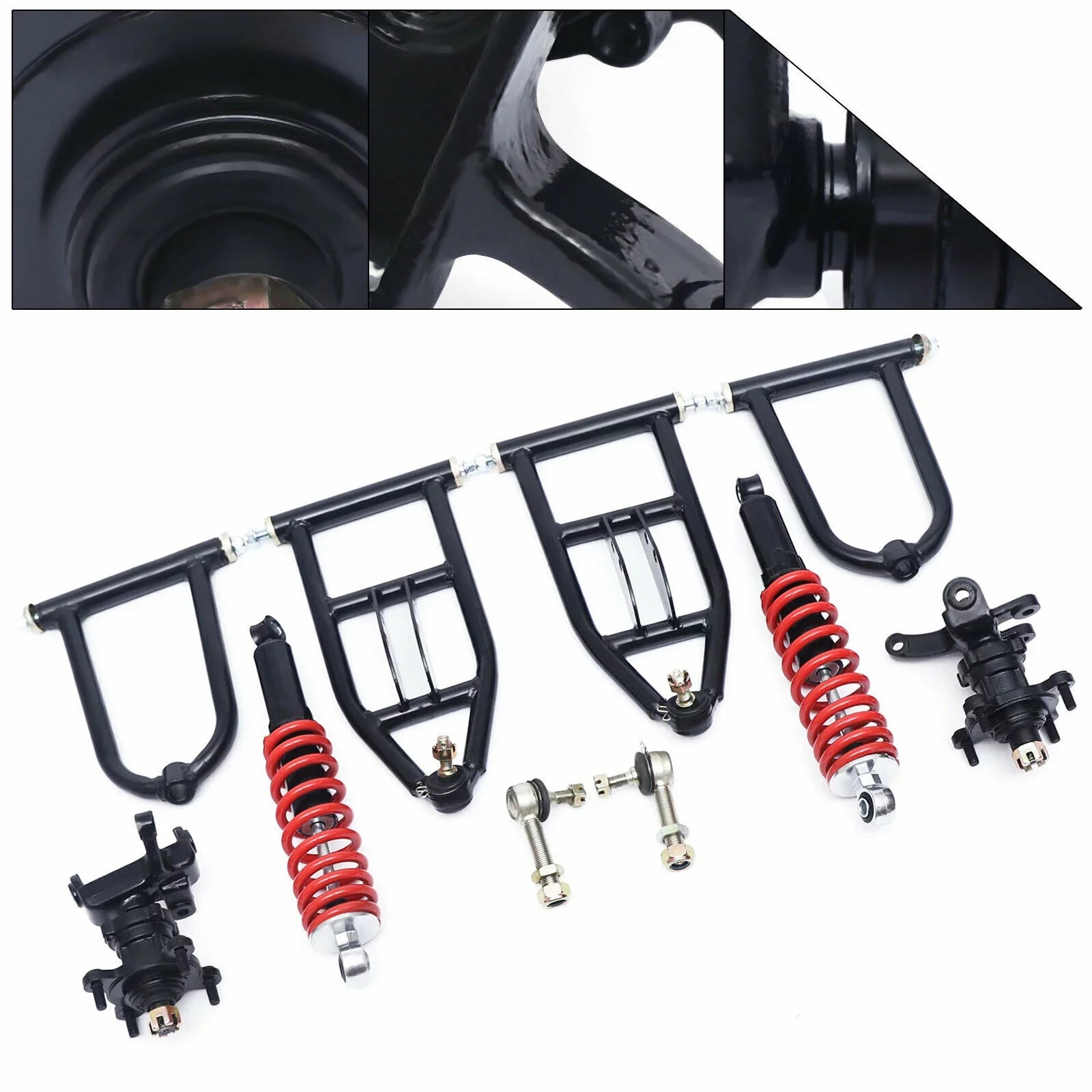 Front Suspension Arm Assembly Kit Upper/Lower Swingarm For Quad Bike ATV/Go Kart Suspension Swing Arm Steering Knuckle Spindle Upper/Lower For Buggy ATV Go Kart Upper&Lower A-Arm Swingarm