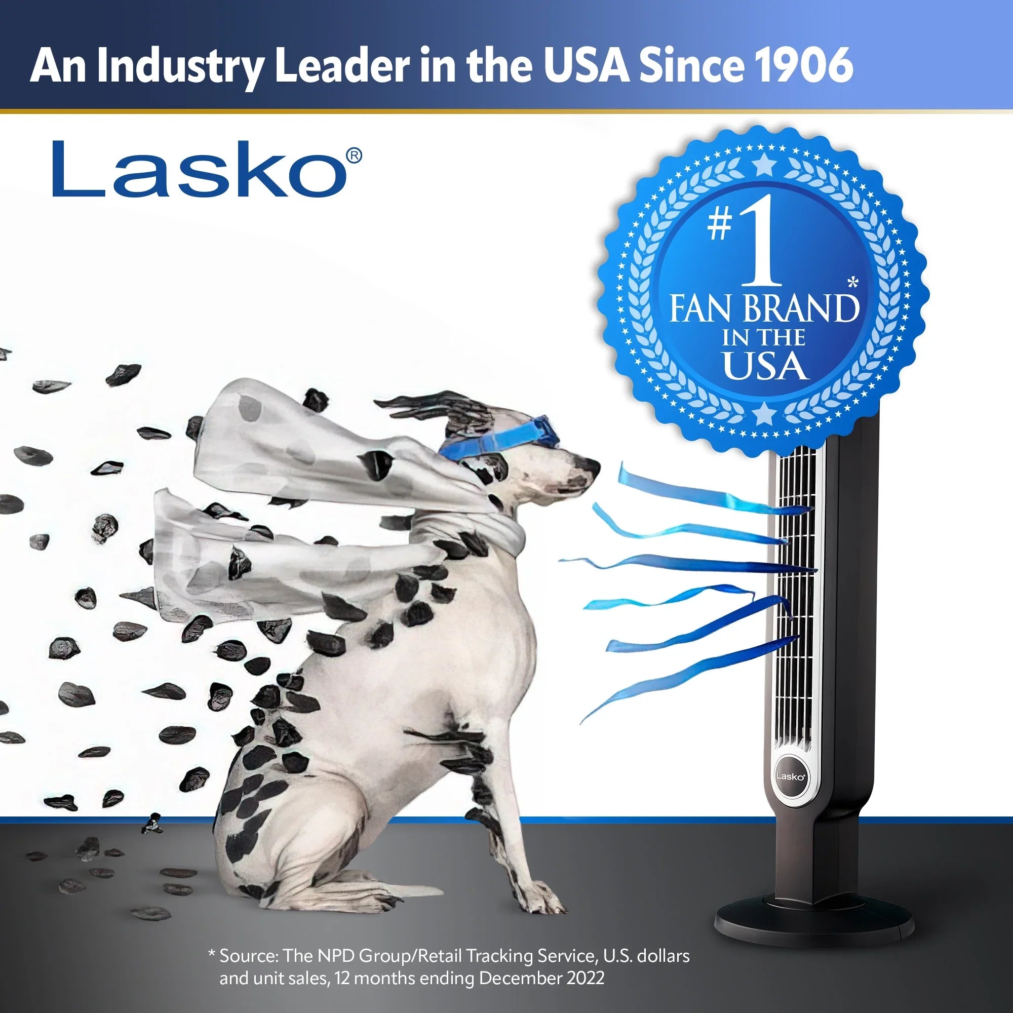 Lasko 38" 4-Speed Hybrid Tower Fan with Timer, Remote Control, Black/Silver, T38415, New