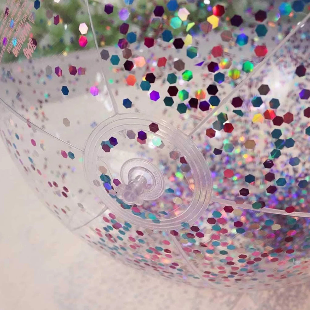 Junipel InfLatitudeable Beach Glitter Ball with Confetti 16 & 24 Inch Premium Beach Theme Water Sand Toy for Beach Party Decoration, Pool Party Supplies Summer Beach Balls -Set of 6 |