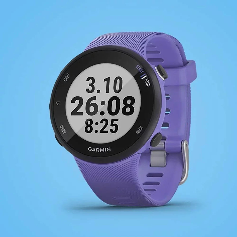 Restored Garmin 010-N2156-01 Forerunner 45S GPS Heart Rate Monitor Running Smartwatch (Iris) - Bundle With Fitness & Wellness Suite (WEYV, Yoga Vibes, Daily Burn) (Refurbished)