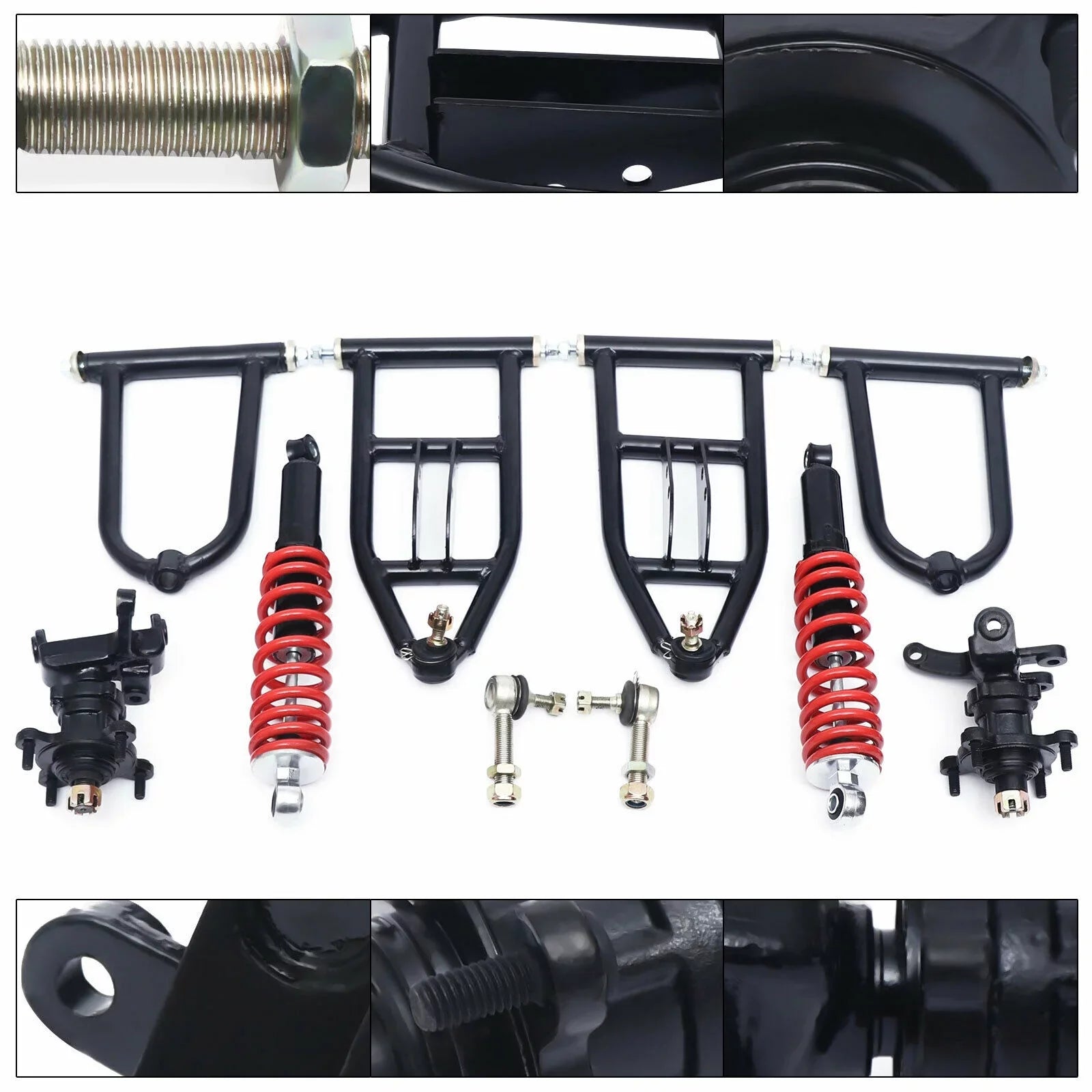 Front Suspension Arm Assembly Kit Upper/Lower Swingarm For Quad Bike ATV/Go Kart Suspension Swing Arm Steering Knuckle Spindle Upper/Lower For Buggy ATV Go Kart Upper&Lower A-Arm Swingarm