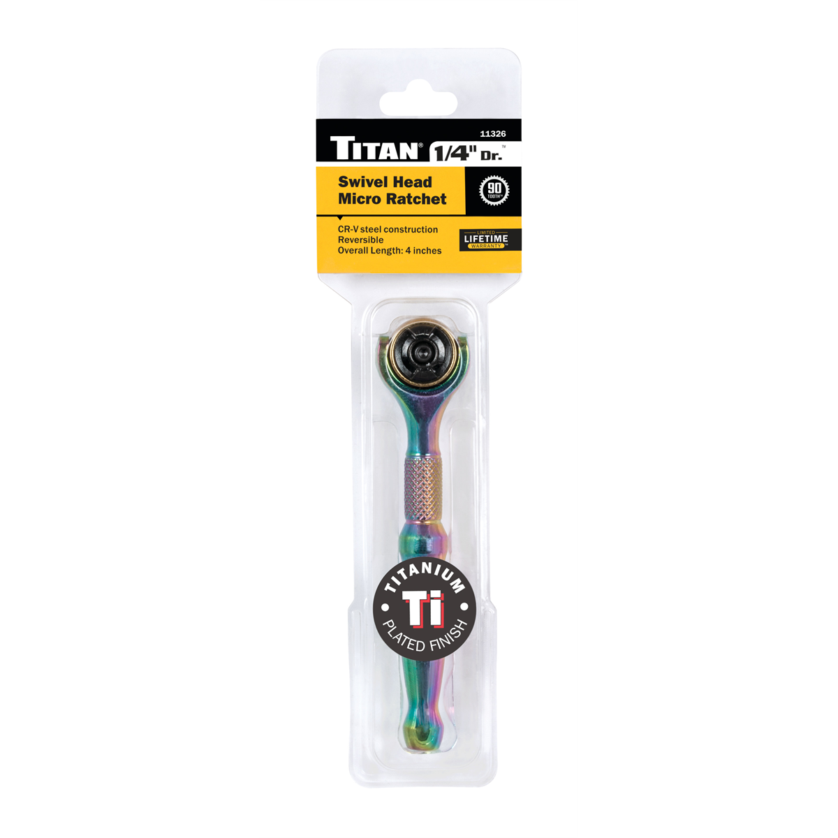 Titan 1/4 in. Drive Titanium Swivel Head Micro Ratchet