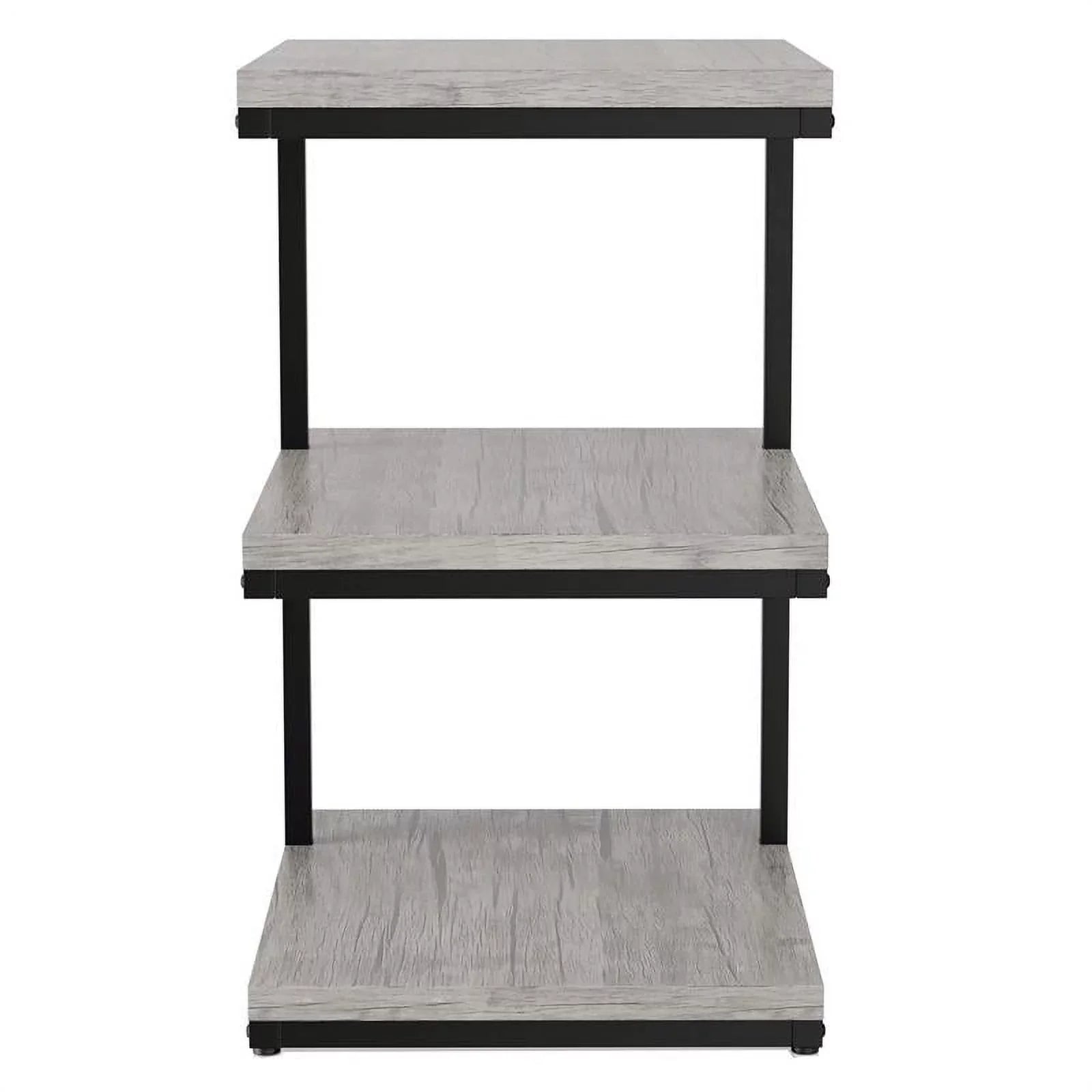FOA Neeva Industrial Metal 3-Shelf Side Table in Light Gray Set of 2
