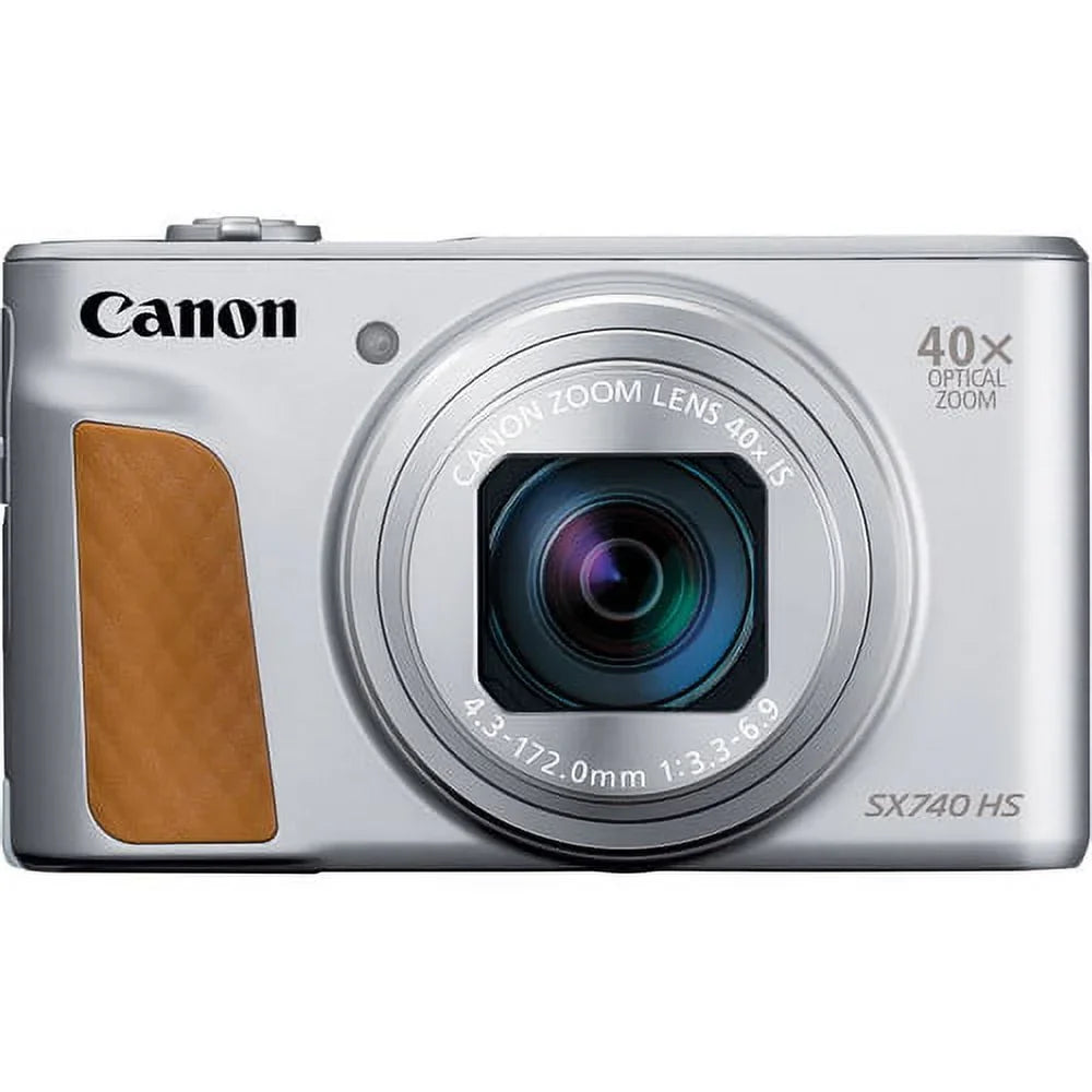 Canon PowerShot SX740 Digital Camera Bundle (Silver) with Tripod Hand Grip , 64GB SD Memory , Case and More