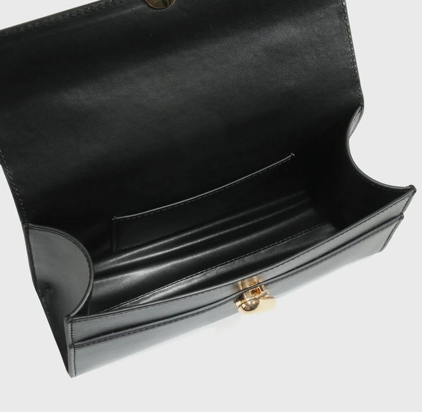 Qi Partner Handbags for Women The Symmetry Leather Top Handle Pochette Bags in Black