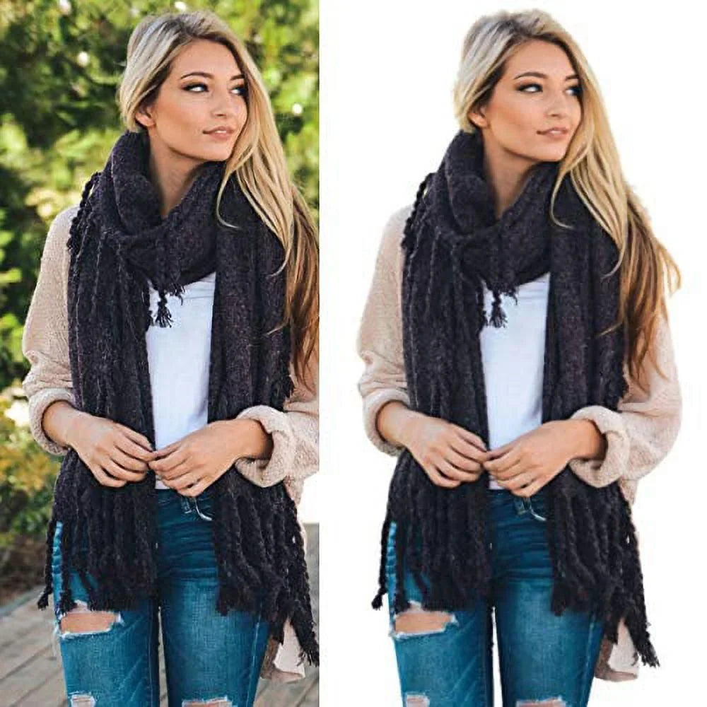 Plaid Blanket Winter Scarfs for women Chunky Tasseled Scarves Lightweight Soft Warm Cozy Shawl Classy Oversized Infinity Solid Pashmina Quality Scarf (Purple)