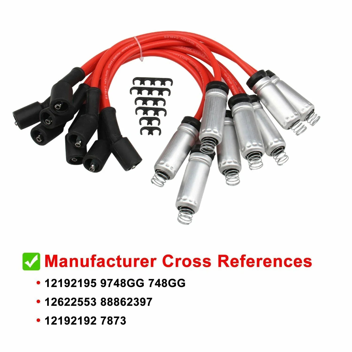 8 Pack Ignition Coil & Spark Plug Wire UF413 for Chevy Silverado 1500 Tahoe GMC Fits select: 2011 ,2013 CHEVROLET SILVERADO K1500 LT