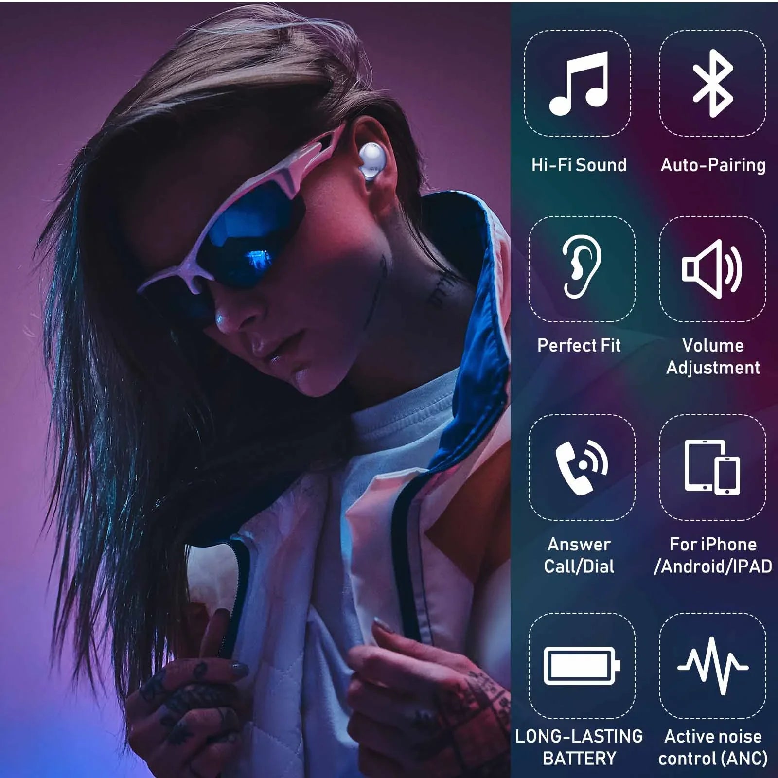 UrbanX Street Buds Pro Bluetooth Earbuds for Sony Xperia 10 II True Wireless, Noise IsoLatitudeion, Charging Case, Quality Sound, Water Resistant (US Version) - Amethyst Purple