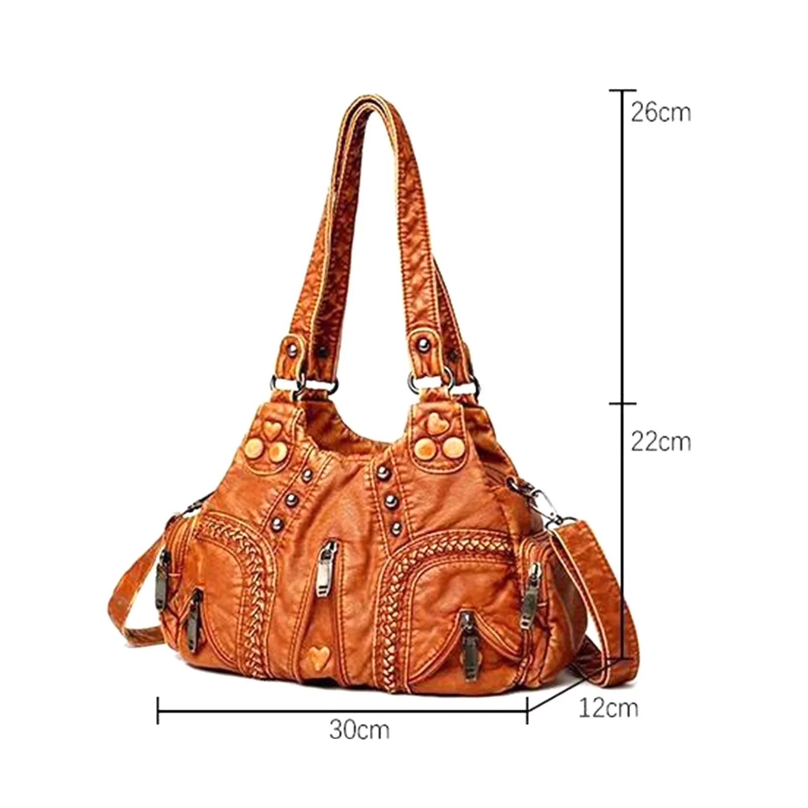 Vintage Shoulder Bag Large Capacity Adjustable Strap Presents PU Leather Clutch Purses Tote Bags for Traveling Cosmetic Daily Use Ladies Brown