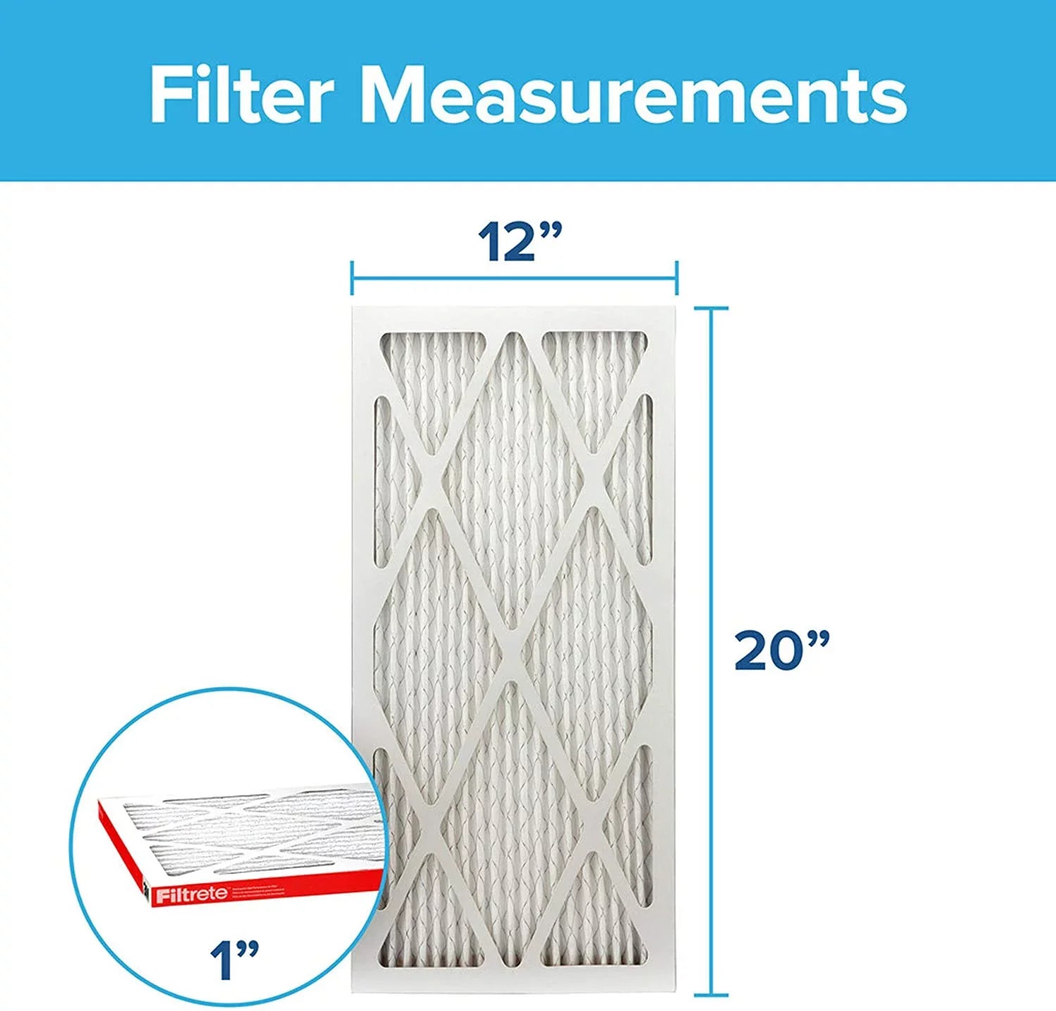 Filtrete 12x20x1, AC Furnace Air Filter, MPR 1000, Micro Allergen Defense, 6-Pack (exact dimensions 11.81 x 19.81 x 0.81)