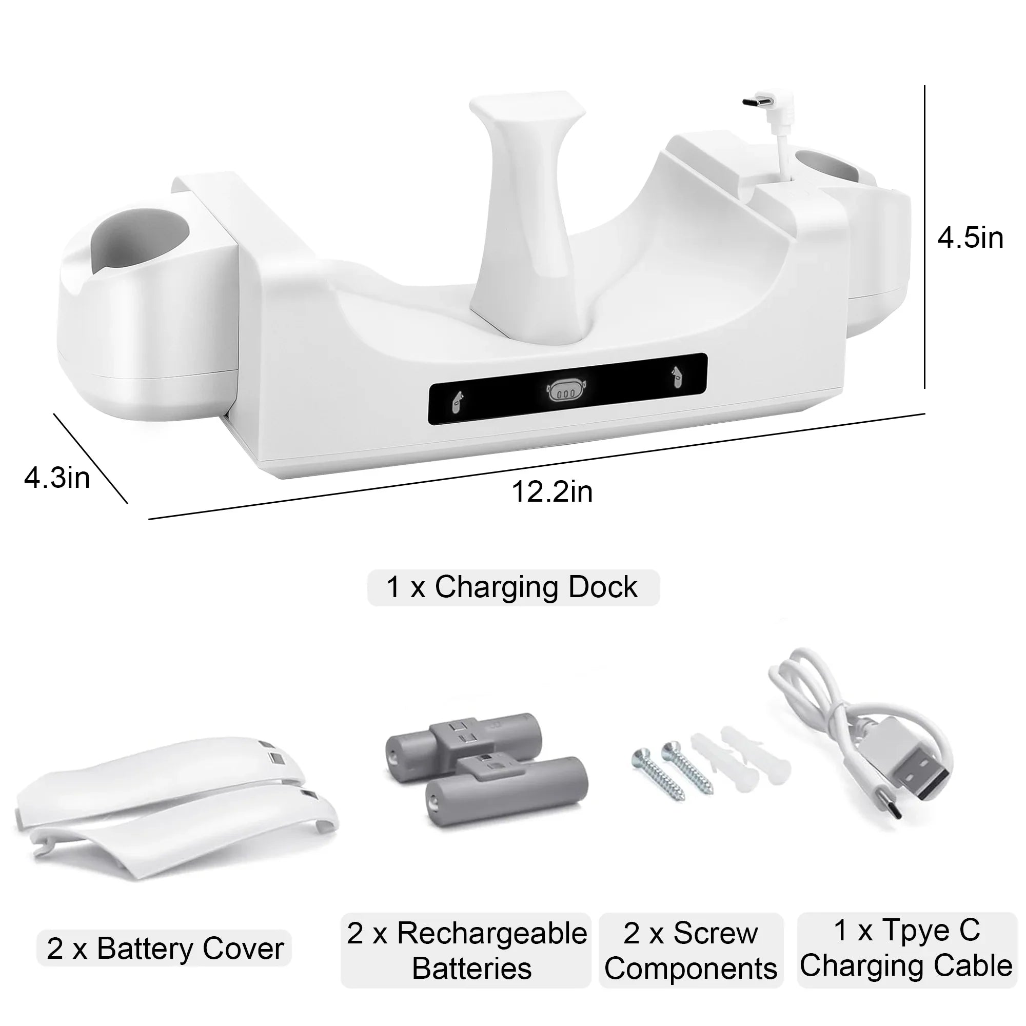 EEEkit Charging Station Fit for Oculus/Meta Quest 3 Headset and Controller, Dual-use Charging Stand with 2 Rechargeable Batteries, Battery Cover, Wall Mount Charging Dock