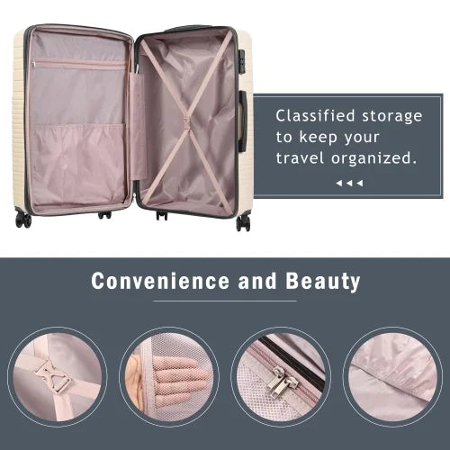 Zateety Hardshell Luggage Sets 3 Piece double spinner 8 wheels Suitcase with TSA Lock Lightweight 20''24''28''