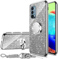nancheng for Oneplus Nord N200 5G case Glitter Luxury Cute Silicone TPU Phone Case for Women Girls with Kickstand, Bling Diamond Rhinestone Bumper Ring Stand Slim Case for 1+Nord N200 5G (Silver)