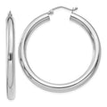 Real 14kt White Gold Polished 4mm Tube Hoop Earrings; for Adults and Teens; for Women and Men