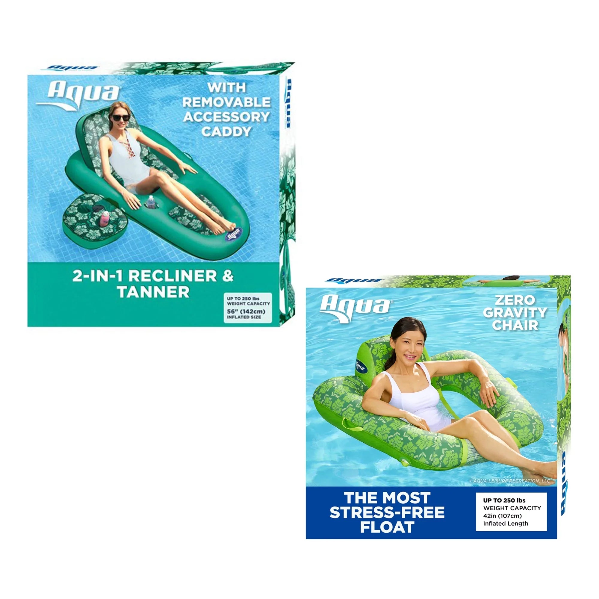 Aqua Leisure Campania 2in1 Lounger, Floral &  Zero Gravity Pool Float