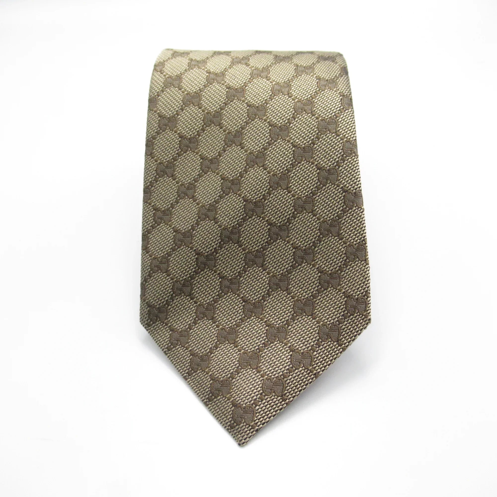 Pre-Owned GUCCI tie Beige silk (New)