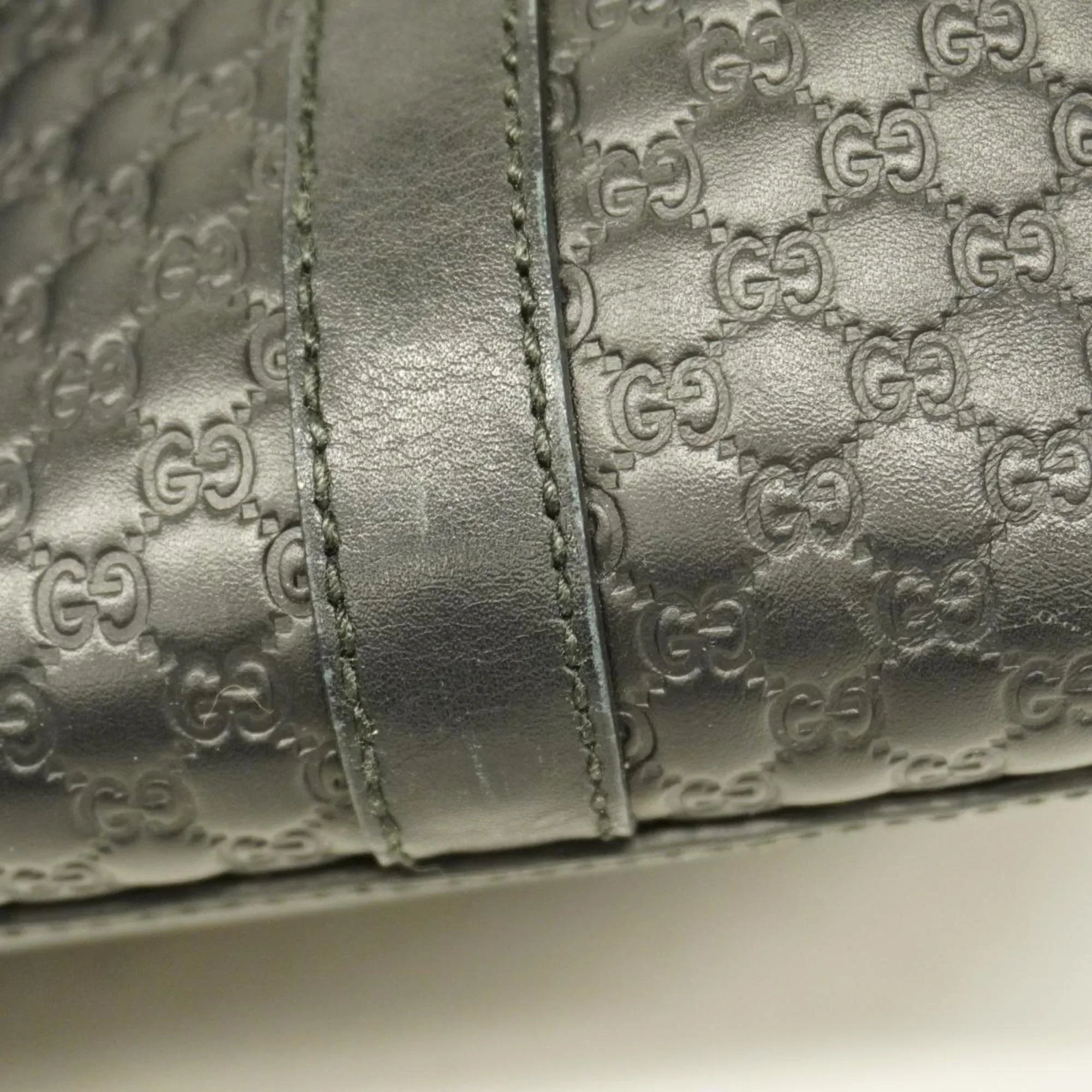 Pre-Owned Gucci Handbag Micro Guccisima 449658 Leather Black Gold Hardware Women's (Good)