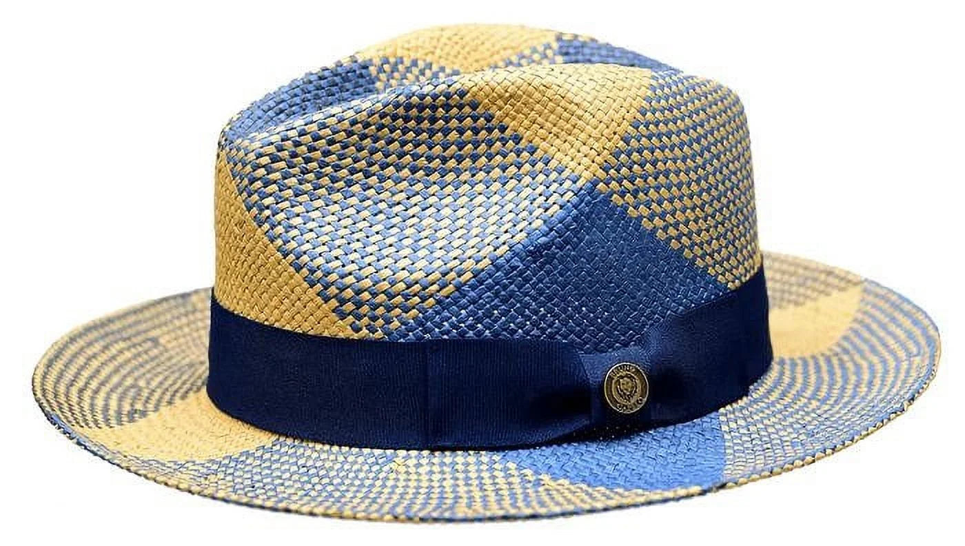 Bruno Capelo Designer Navy Cognac Straw Hat for Men CU401