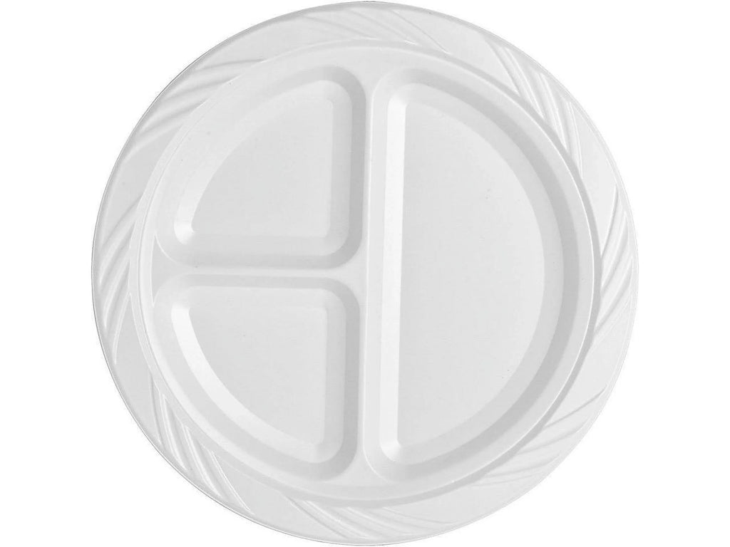 Genuine Joe 3-section Round Plastic PLatitudees, 9", 125 Pack, GJO10425