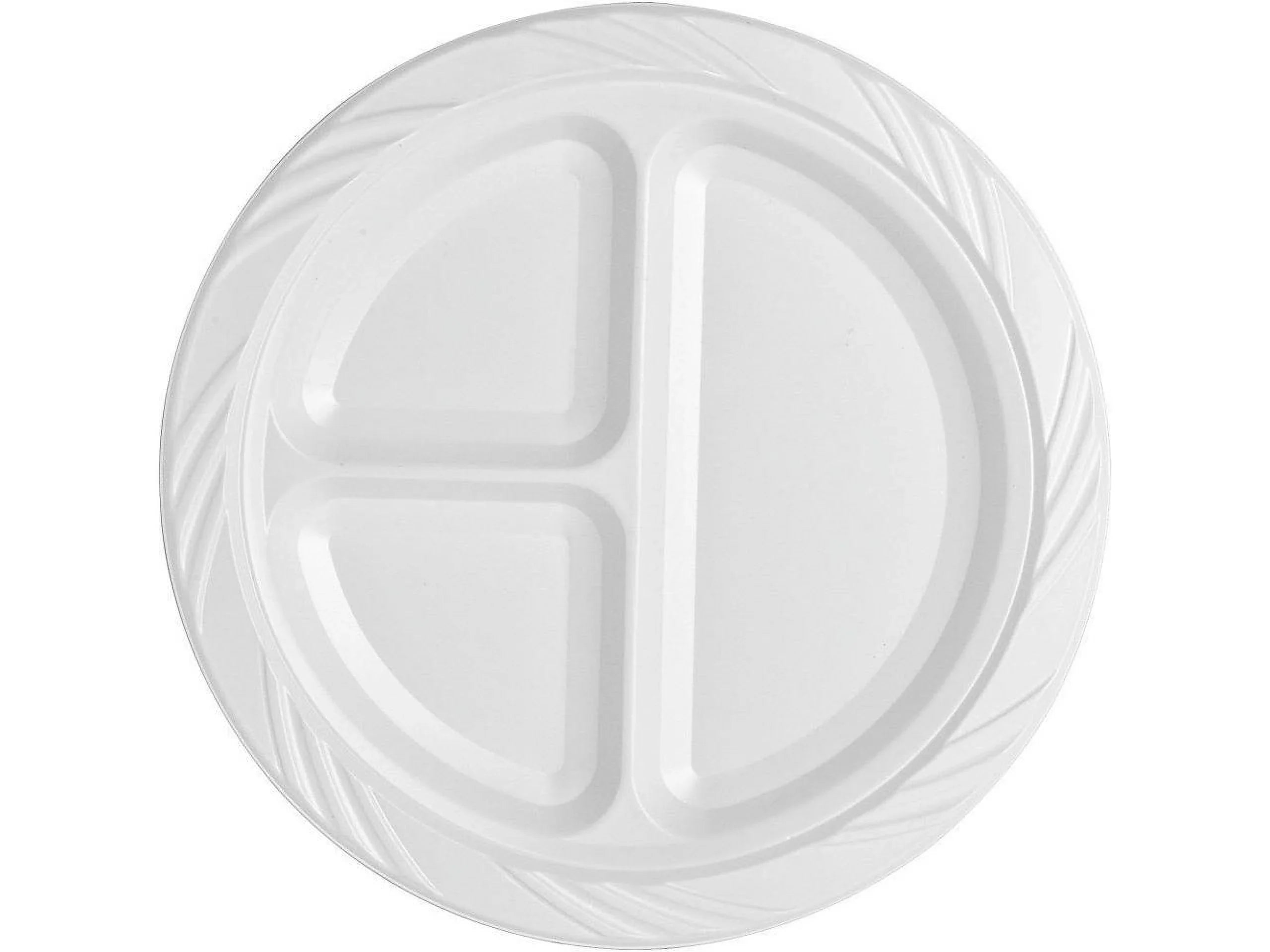 Genuine Joe 3-section Round Plastic PLatitudees, 9", 125 Pack, GJO10425