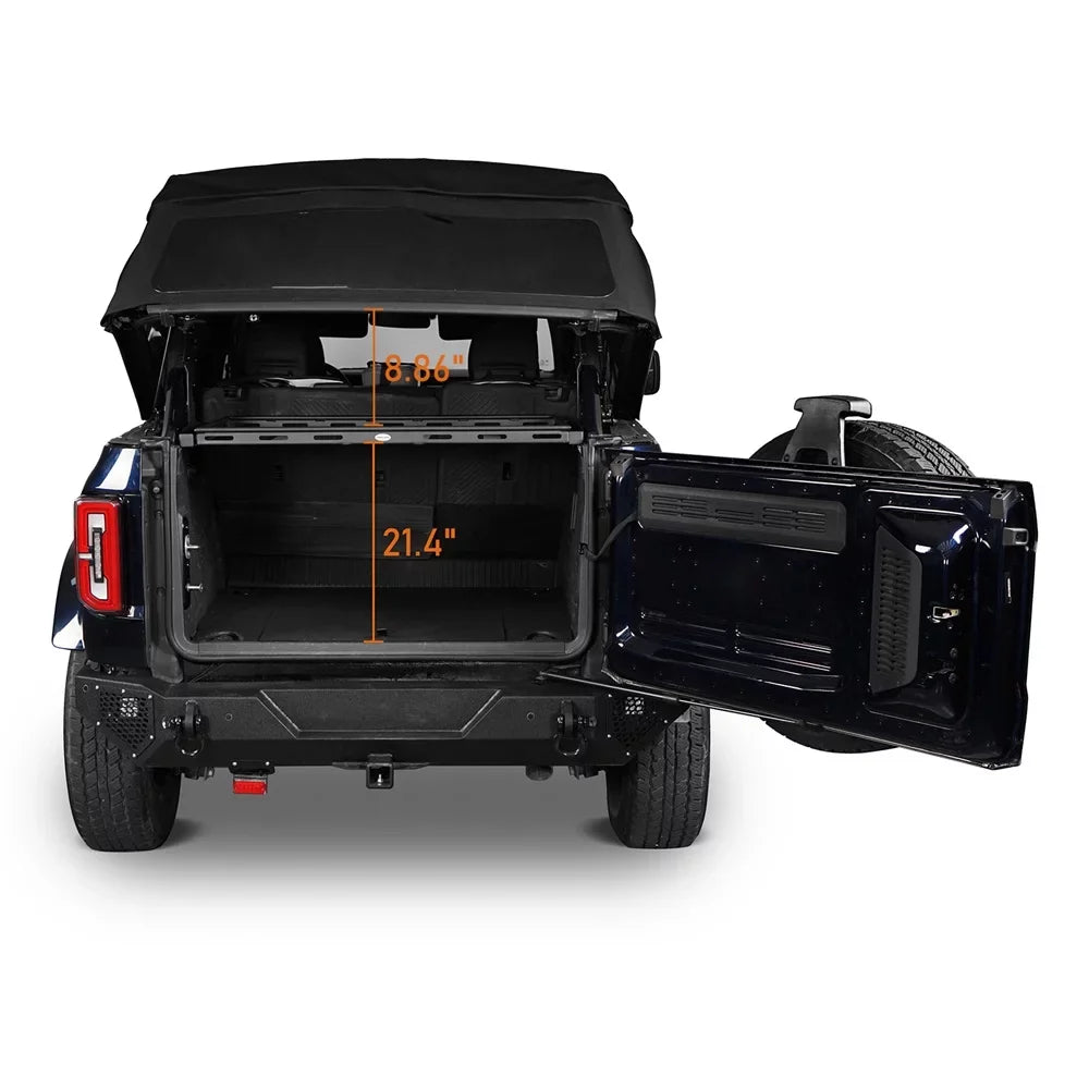 Hooke Road Rear Cargo Basket Rack Luggage Box Fit Ford Bronco 2021-2023 4-Door Black