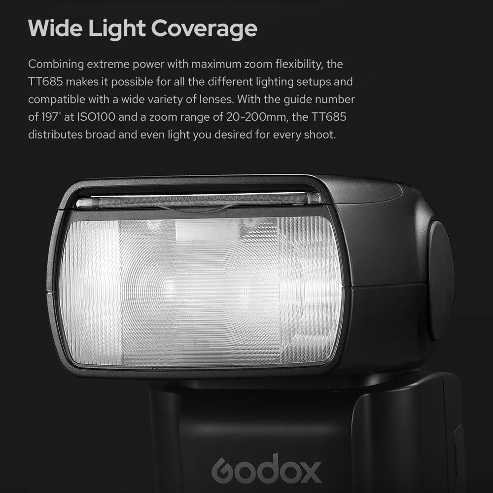 Godox Thinklite TT685IIC TTL On-Camera Speedlight 2.4G Wirelss X System Flash GN60 High Speed 1/8000s Replacement for Canon 1DX 5D Mark III 5D Mark II 6D 7D 60D 50D 40D 30D 650D 600D