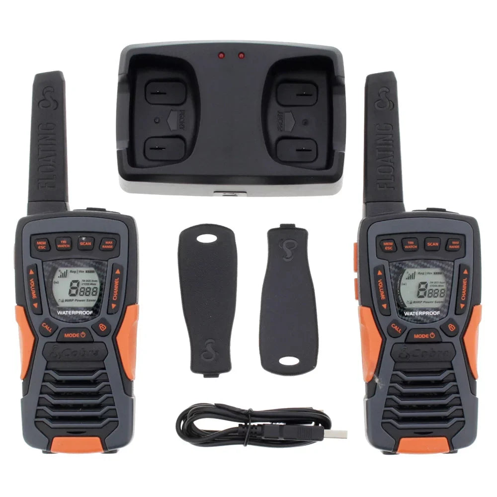 Cobra ACXT1035R FLT CAMO Waterproof Walkie Talkies for Adults - Rechargeable, Floats, 22 Channels, Long Range 37-Mile Two-Way Radio Set (2-Pack)