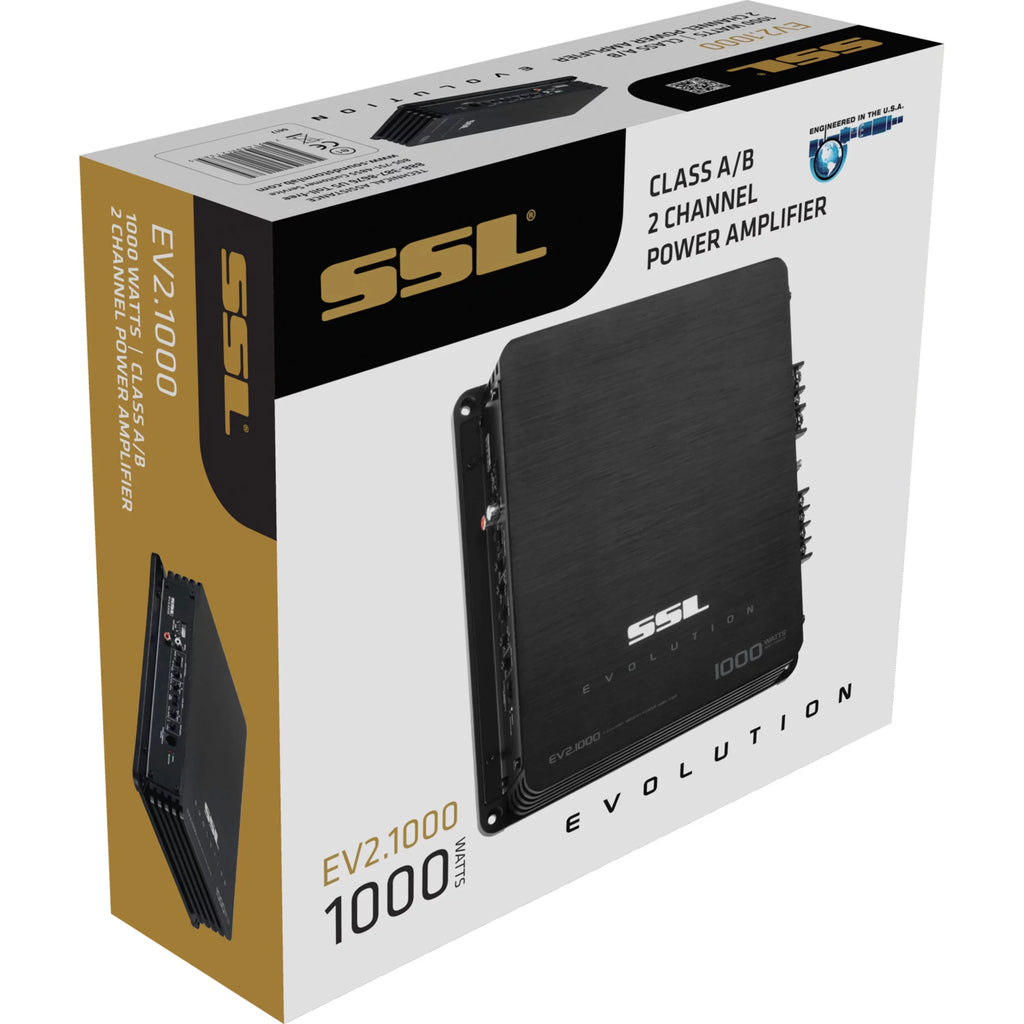 Sound Storm Laboratories EV2.1000 Evolution Series Car Audio Amplifier - 1000 High Output, 2 Channel, 2/8 Ohm, High/Low Level Inputs, High/Low Pass Crossover, Full Range, Hook To Stereo and Subwoofer