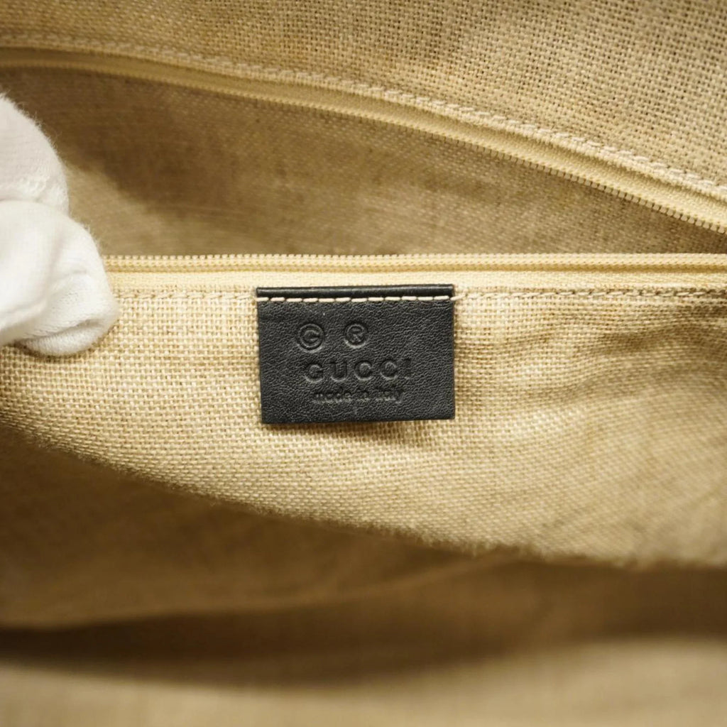 Pre-Owned Gucci Handbag Micro Guccisima 449658 Leather Black Gold Hardware Women's (Good)