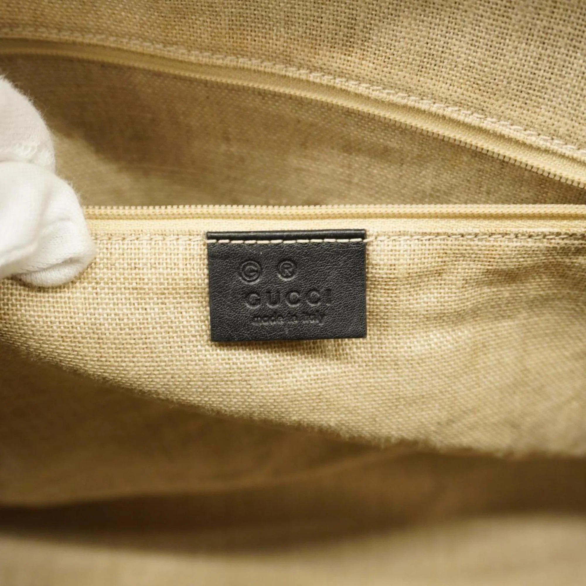 Pre-Owned Gucci Handbag Micro Guccisima 449658 Leather Black Gold Hardware Women's (Good)