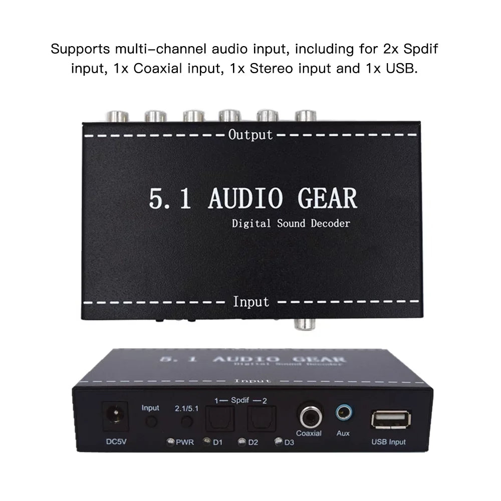 Walmeck NK-A6L 5.1 Audio Gear Digital Sound Decoder Audio Converter 3.5mm Audio Output Replacement for Dolby Digital AC-3   Plug