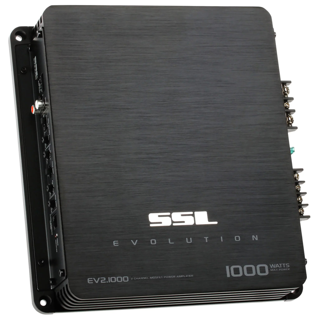 Sound Storm Laboratories EV2.1000 Evolution Series Car Audio Amplifier - 1000 High Output, 2 Channel, 2/8 Ohm, High/Low Level Inputs, High/Low Pass Crossover, Full Range, Hook To Stereo and Subwoofer