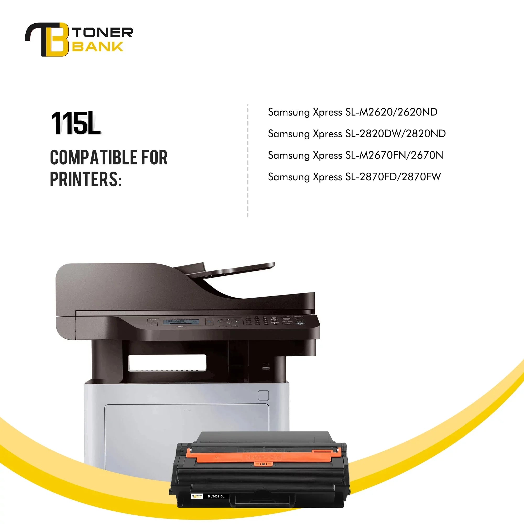 Toner Bank 6-Pack Compatible Toner for Samsung MLT-D115L 115L use with Xpress SL-M2620 SL-M2670 SL-M2830DW SL-M2880FW SL-M2820DW SL-M2870FW Printer 6 * Black