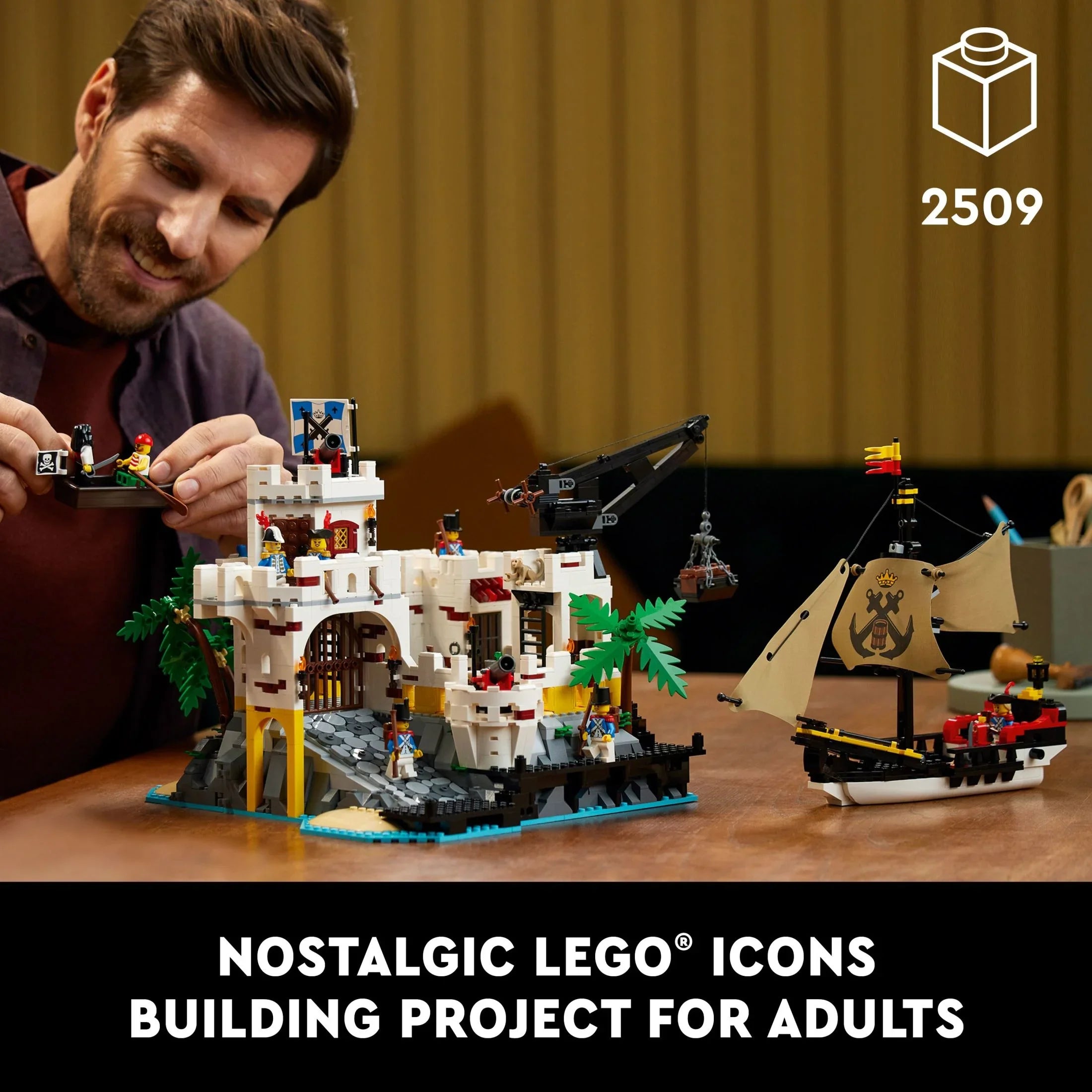 LEGO Icons Eldorado Fortress Building Kit, Pirate Gift, Includes Pirate Ship and 8 Minifigures, Nostalgic Gift Idea for Adults Who Love a Rewarding Project, Home Office Décor, 10320
