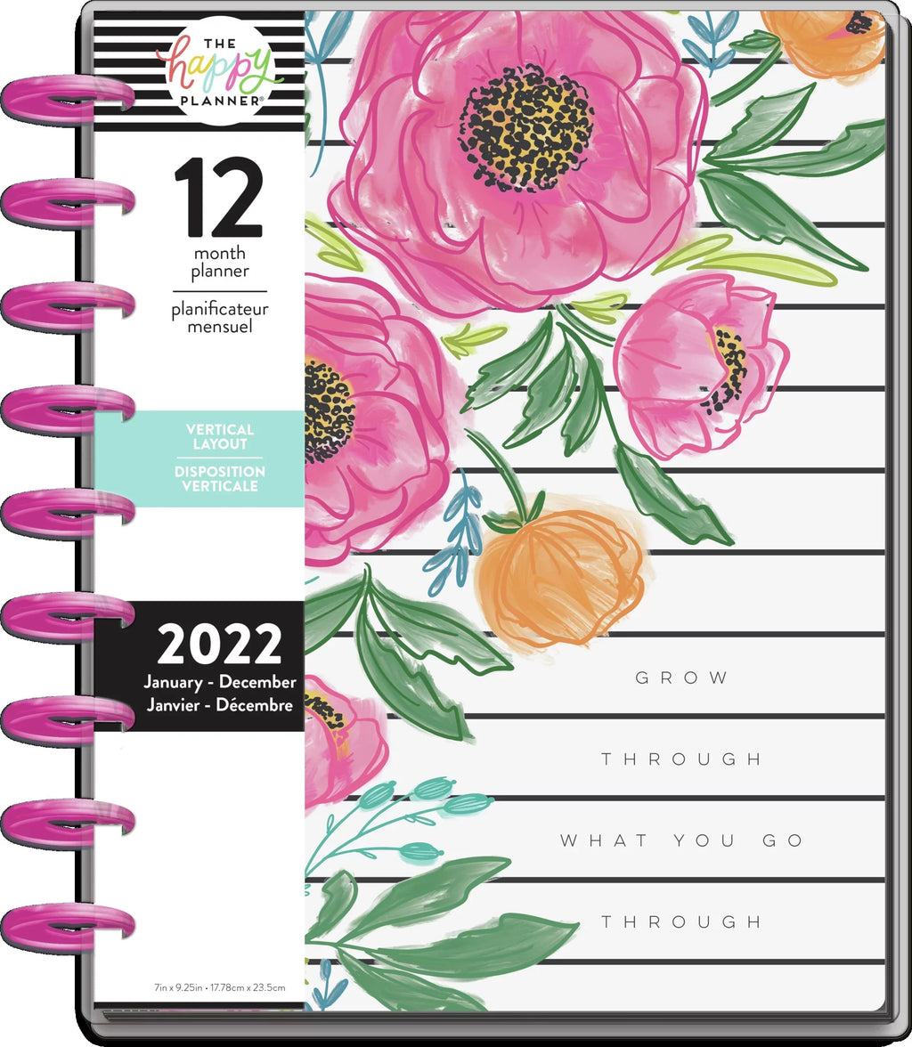 The Happy Planner, Classic 12 Month Planner, Colorful Florals, 2022, 8.75" x 1.37" x 9.75"