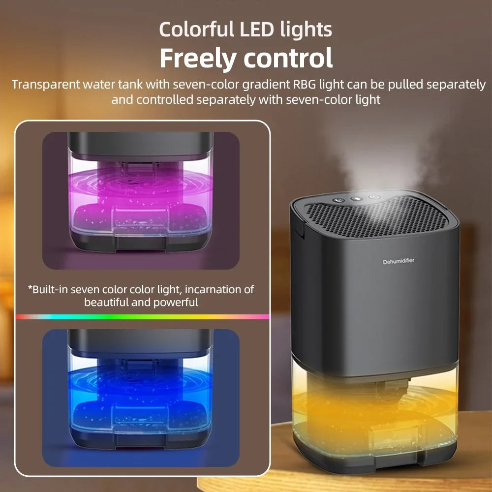 Lixada Home Dehumidifier 34 Oz Portable for Small Bedroom Bathroom Basement Auto Shut Off Quiet 7 LED Colors